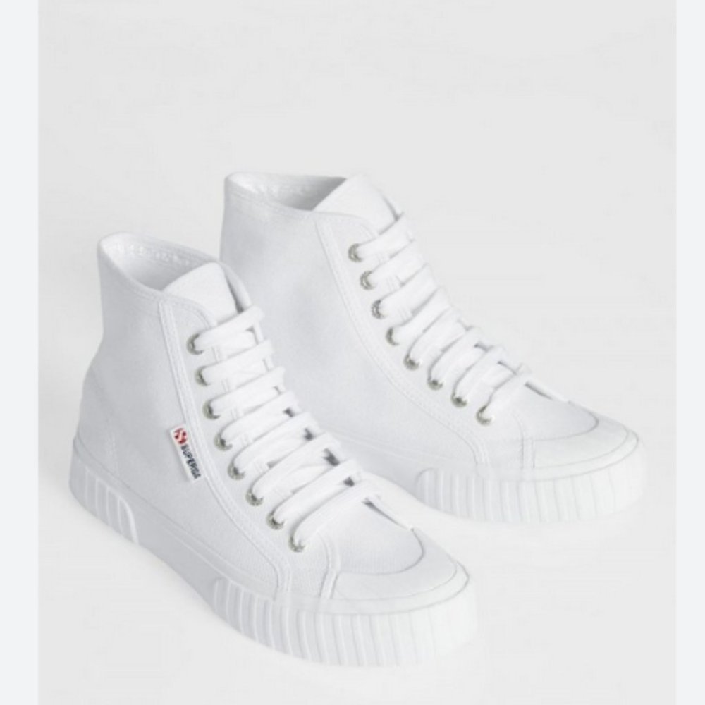 SUPERGA White Canvas Hi Top Sneaker Shoes